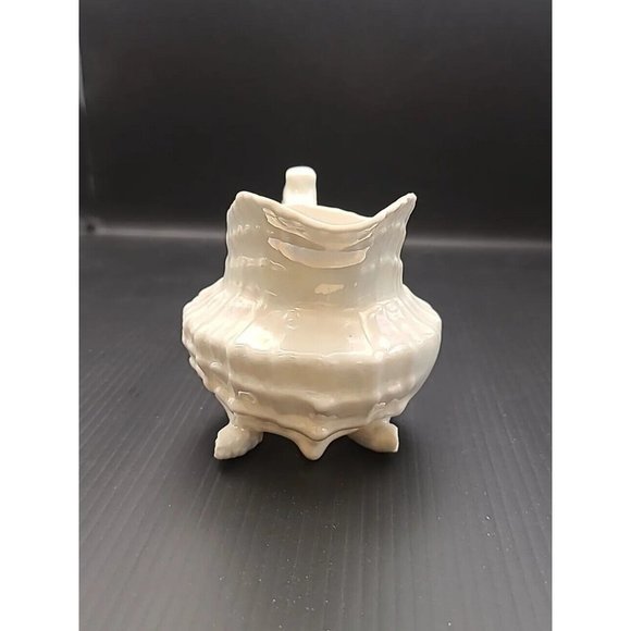 Antique Neptune Creamer Opalescent Ivory Body Handle Shell Footed German 4" - Picture 2 of 9